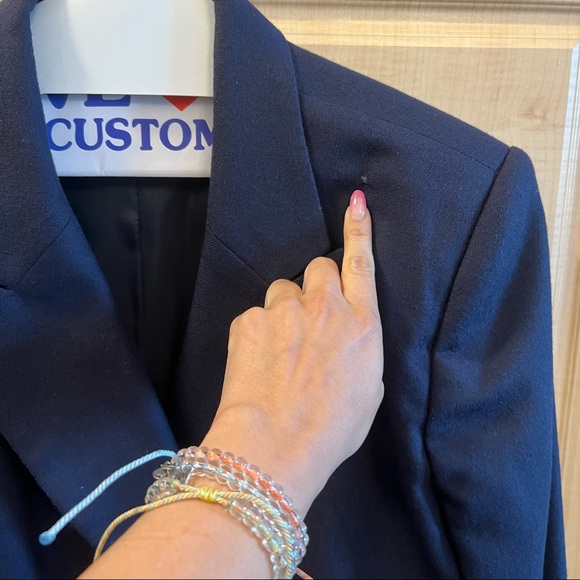 VINTAGE Navy Oversized Double Breasted Wool Blazer w Gild Buttons - Picture 8 of 9